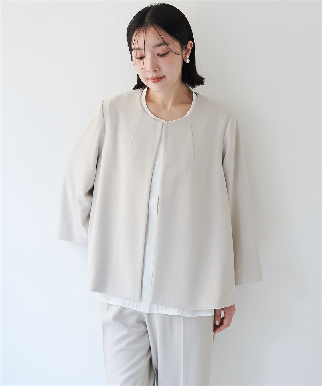 anyfee 【anyfee/大きいサイズ】ニットジョーゼットケープ風ジャケット《セレモニー/オケージョン》_sub_12