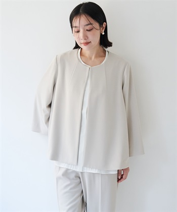 anyfee 【anyfee/大きいサイズ】ニットジョーゼットケープ風ジャケット《セレモニー/オケージョン》_subthumb_12