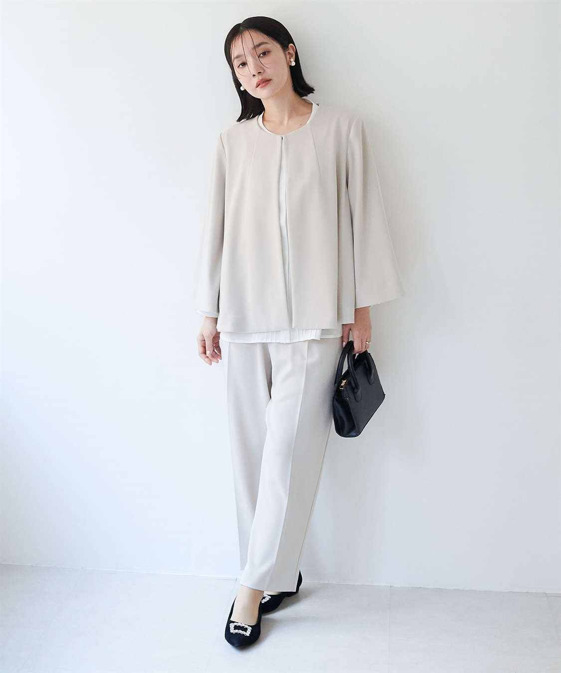 anyfee 【anyfee/大きいサイズ】ニットジョーゼットケープ風ジャケット《セレモニー/オケージョン》_sub_13