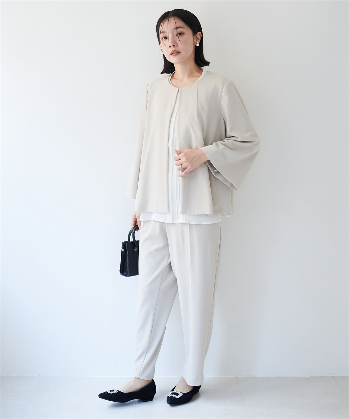 anyfee 【anyfee/大きいサイズ】ニットジョーゼットケープ風ジャケット《セレモニー/オケージョン》_sub_15