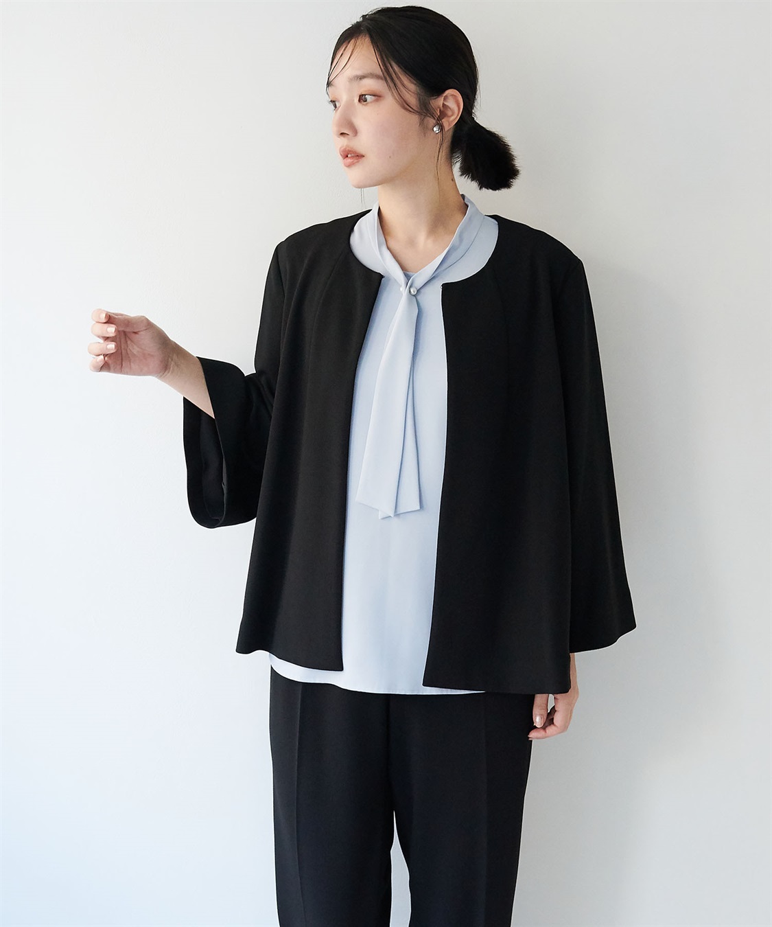 anyfee 【anyfee/大きいサイズ】ニットジョーゼットケープ風ジャケット《セレモニー/オケージョン》_sub_19