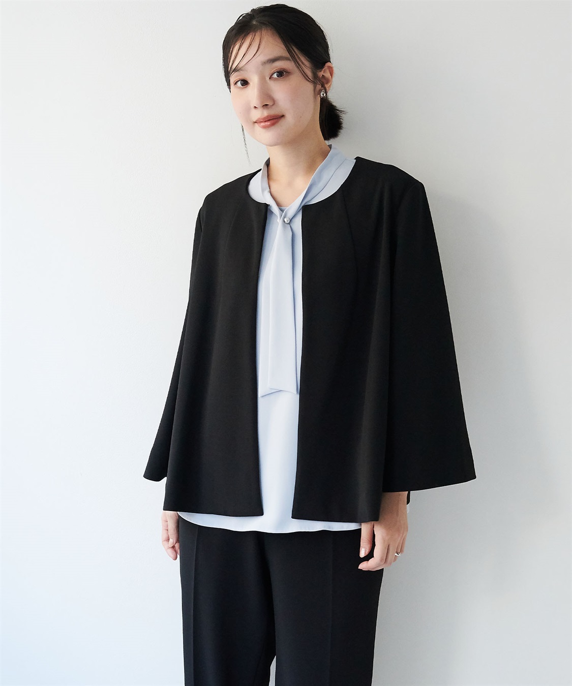 anyfee 【anyfee/大きいサイズ】ニットジョーゼットケープ風ジャケット《セレモニー/オケージョン》_sub_20