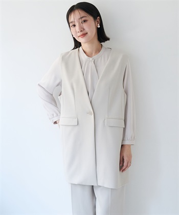 anyfee 【anyfee/大きいサイズ】ニットジョーゼットロングジレ《セレモニー/オケージョン》_subthumb_1