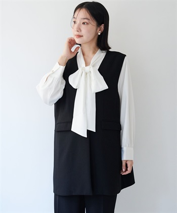 anyfee 【anyfee/大きいサイズ】ニットジョーゼットロングジレ《セレモニー/オケージョン》_subthumb_3