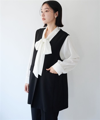 anyfee 【anyfee/大きいサイズ】ニットジョーゼットロングジレ《セレモニー/オケージョン》_subthumb_4