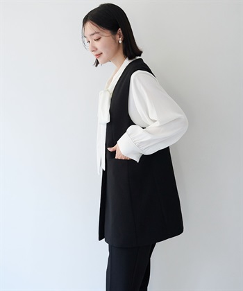 anyfee 【anyfee/大きいサイズ】ニットジョーゼットロングジレ《セレモニー/オケージョン》_subthumb_6