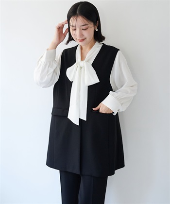 anyfee 【anyfee/大きいサイズ】ニットジョーゼットロングジレ《セレモニー/オケージョン》_subthumb_8