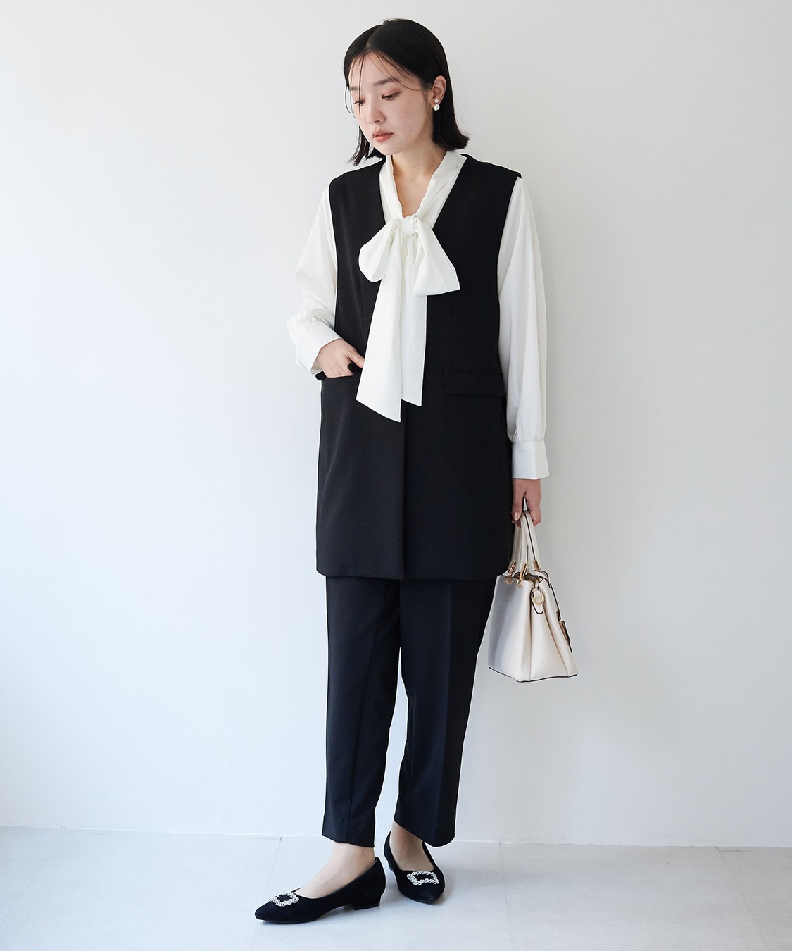 anyfee 【anyfee/大きいサイズ】ニットジョーゼットロングジレ《セレモニー/オケージョン》_sub_9