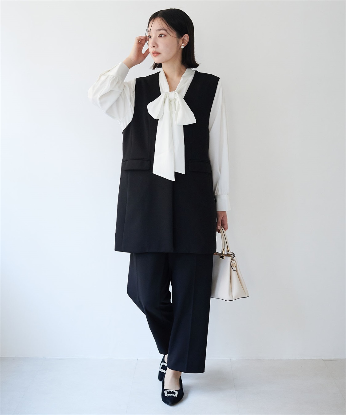 anyfee 【anyfee/大きいサイズ】ニットジョーゼットロングジレ《セレモニー/オケージョン》_sub_10