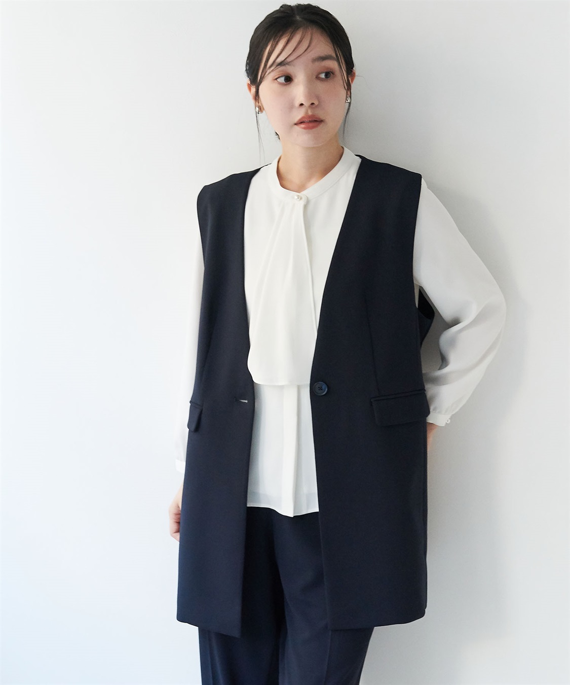 anyfee 【anyfee/大きいサイズ】ニットジョーゼットロングジレ《セレモニー/オケージョン》_sub_25