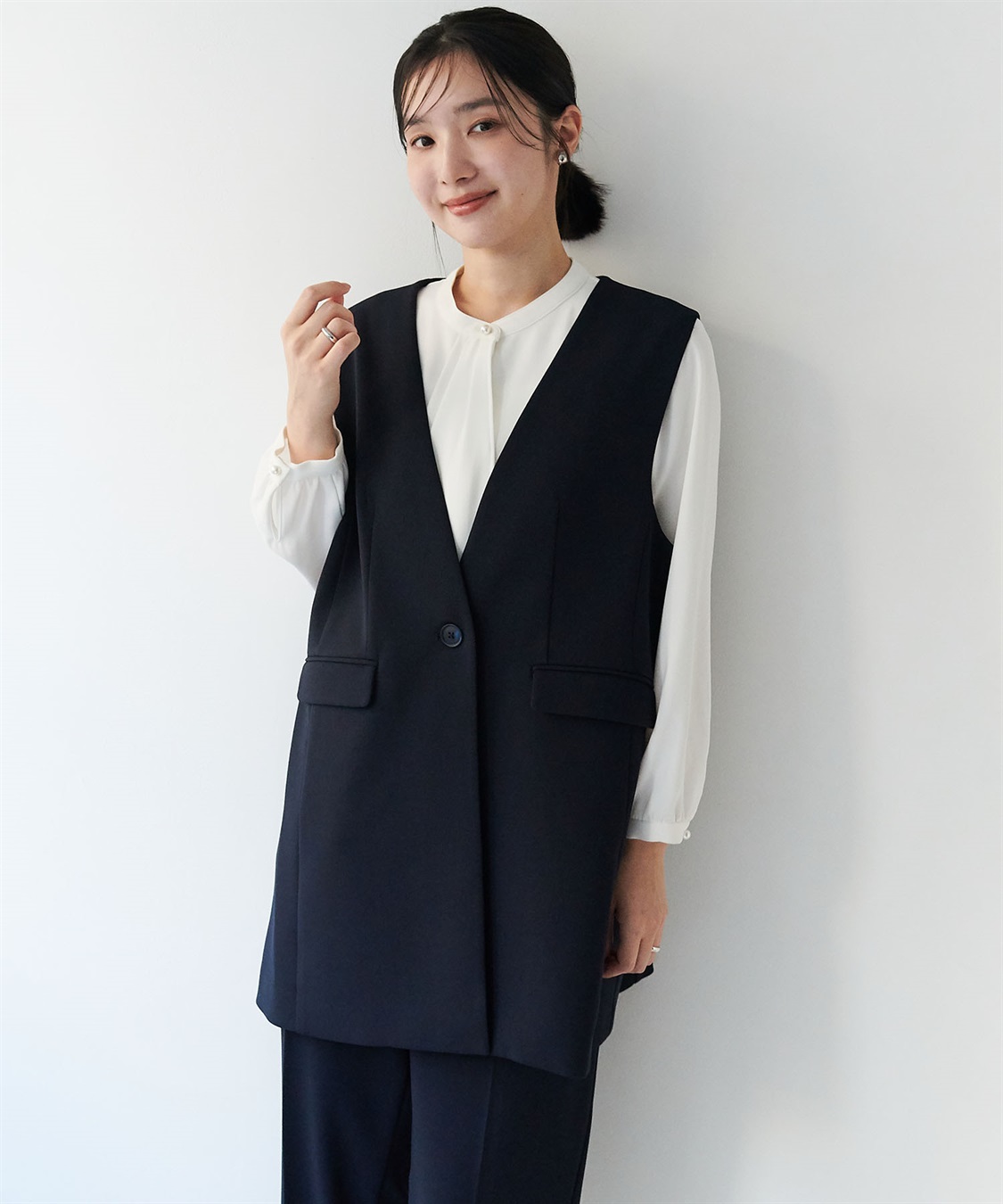 anyfee 【anyfee/大きいサイズ】ニットジョーゼットロングジレ《セレモニー/オケージョン》_sub_26