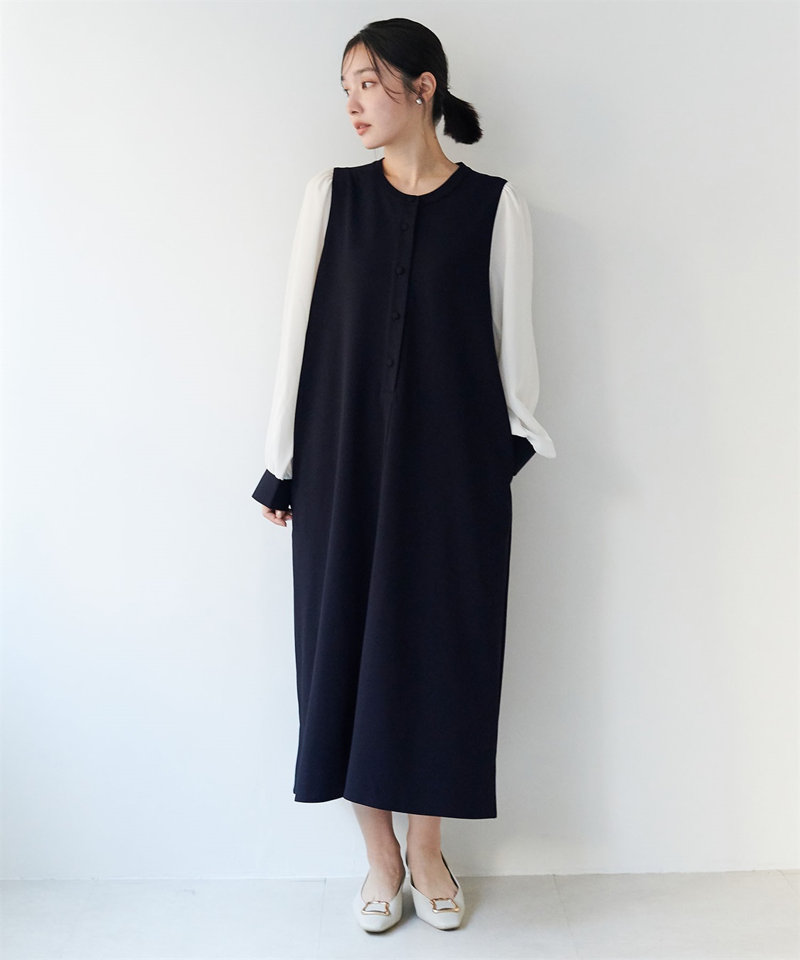 anyfee 【anyfee/大きいサイズ】微シアースリーブフレアワンピース《セレモニー/オケージョン》_sub_9