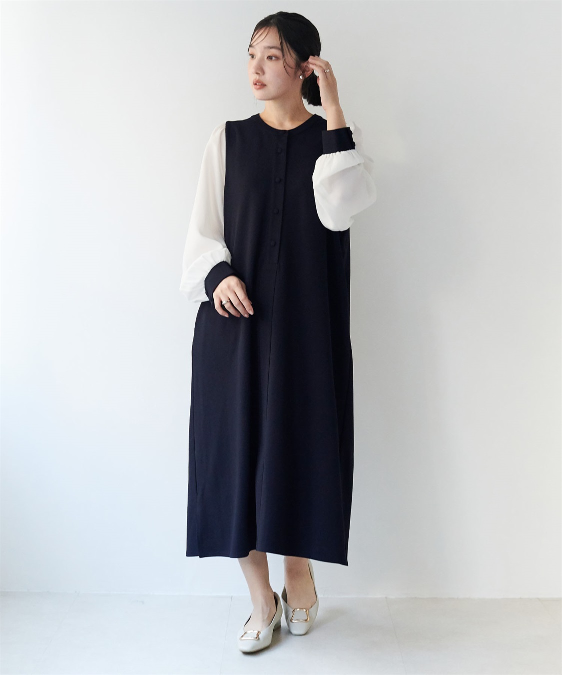 anyfee 【anyfee/大きいサイズ】微シアースリーブフレアワンピース《セレモニー/オケージョン》_sub_11