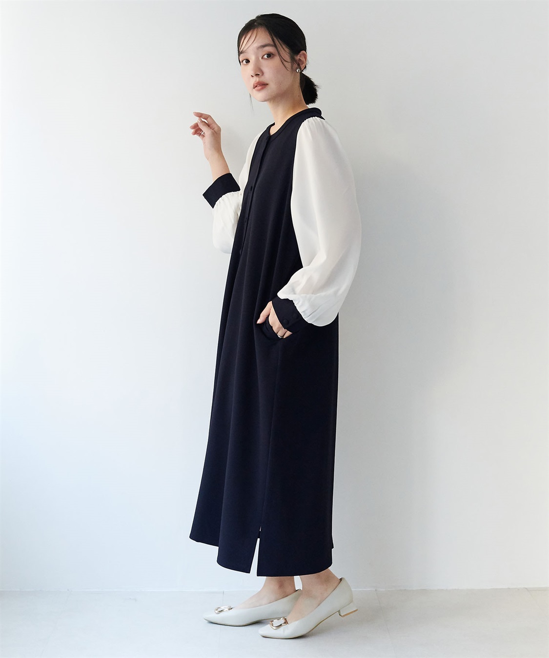 anyfee 【anyfee/大きいサイズ】微シアースリーブフレアワンピース《セレモニー/オケージョン》_sub_12