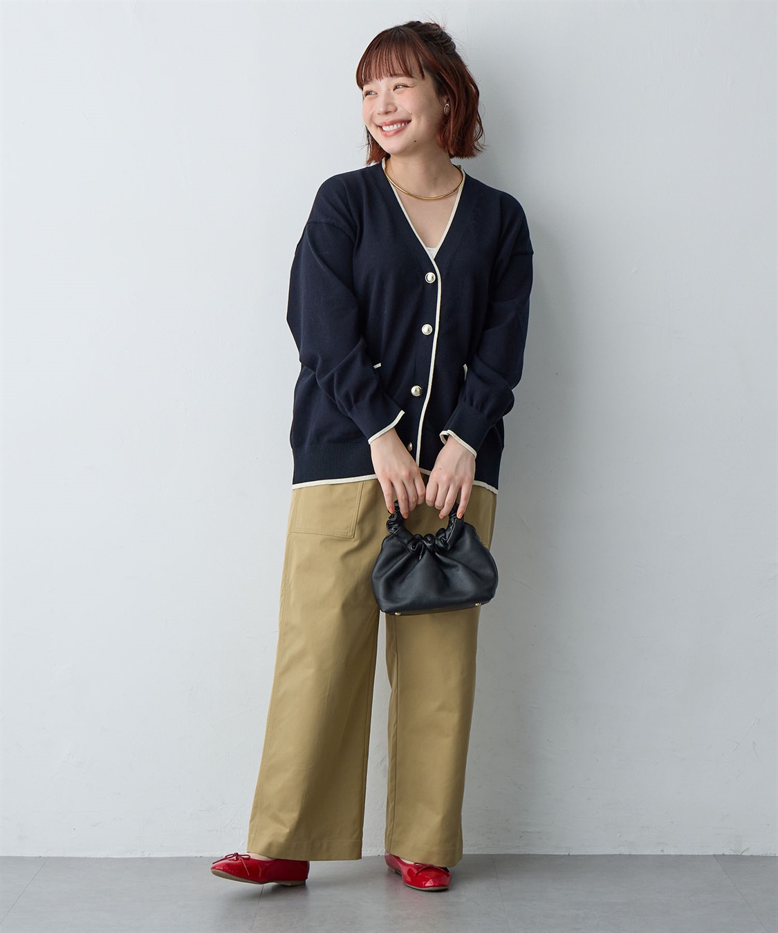 Life Style by cross marche 【anyfee/大きいサイズ】スウェットライク配色ラインカーディガン_sub_3