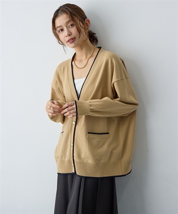 Life Style by cross marche 【anyfee/大きいサイズ】スウェットライク配色ラインカーディガン_subthumb_4