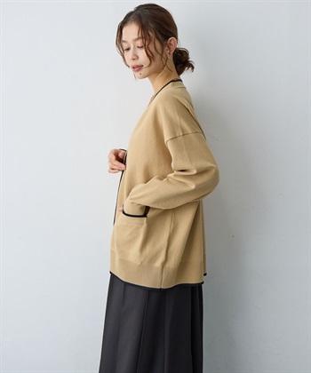 Life Style by cross marche 【anyfee/大きいサイズ】スウェットライク配色ラインカーディガン_subthumb_8