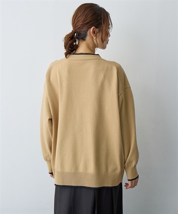 Life Style by cross marche 【anyfee/大きいサイズ】スウェットライク配色ラインカーディガン_subthumb_9