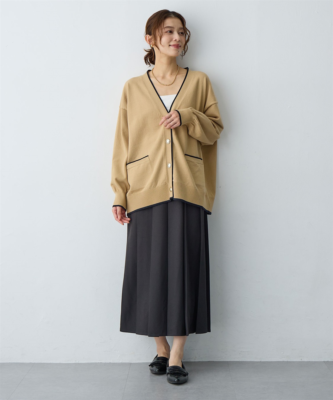 Life Style by cross marche 【anyfee/大きいサイズ】スウェットライク配色ラインカーディガン_sub_15