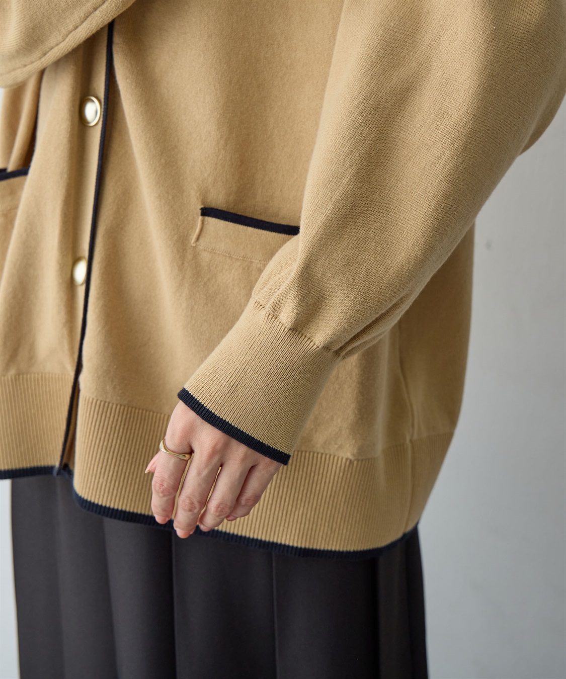 Life Style by cross marche 【anyfee/大きいサイズ】スウェットライク配色ラインカーディガン_sub_19