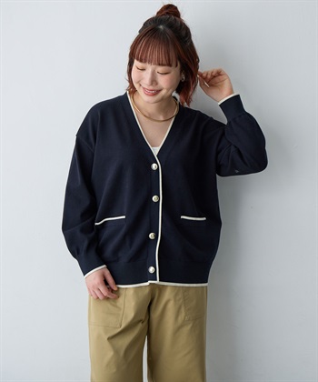 Life Style by cross marche 【anyfee/大きいサイズ】スウェットライク配色ラインカーディガン_subthumb_21