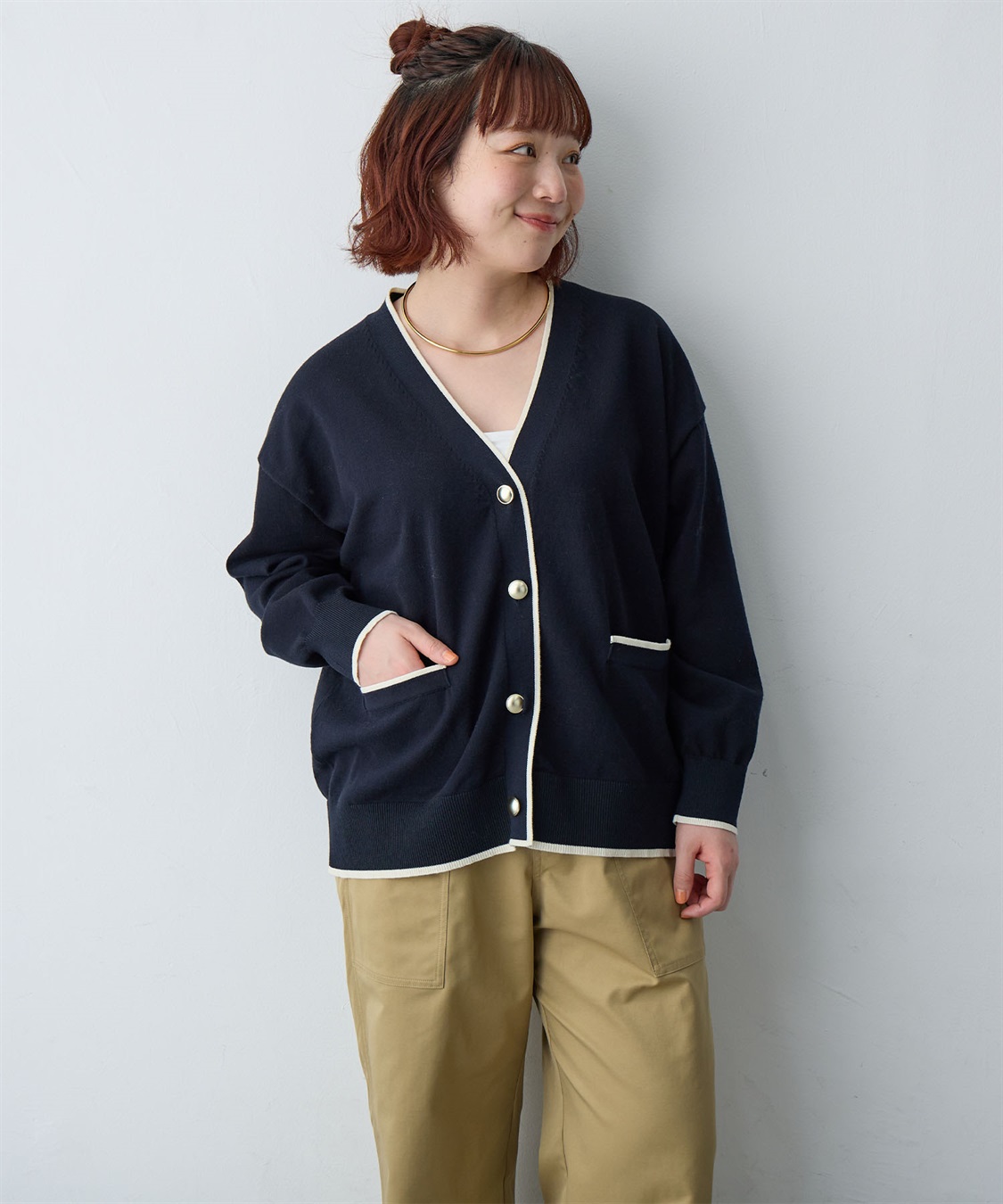 Life Style by cross marche 【anyfee/大きいサイズ】スウェットライク配色ラインカーディガン_sub_22