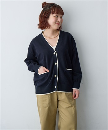 Life Style by cross marche 【anyfee/大きいサイズ】スウェットライク配色ラインカーディガン_subthumb_22