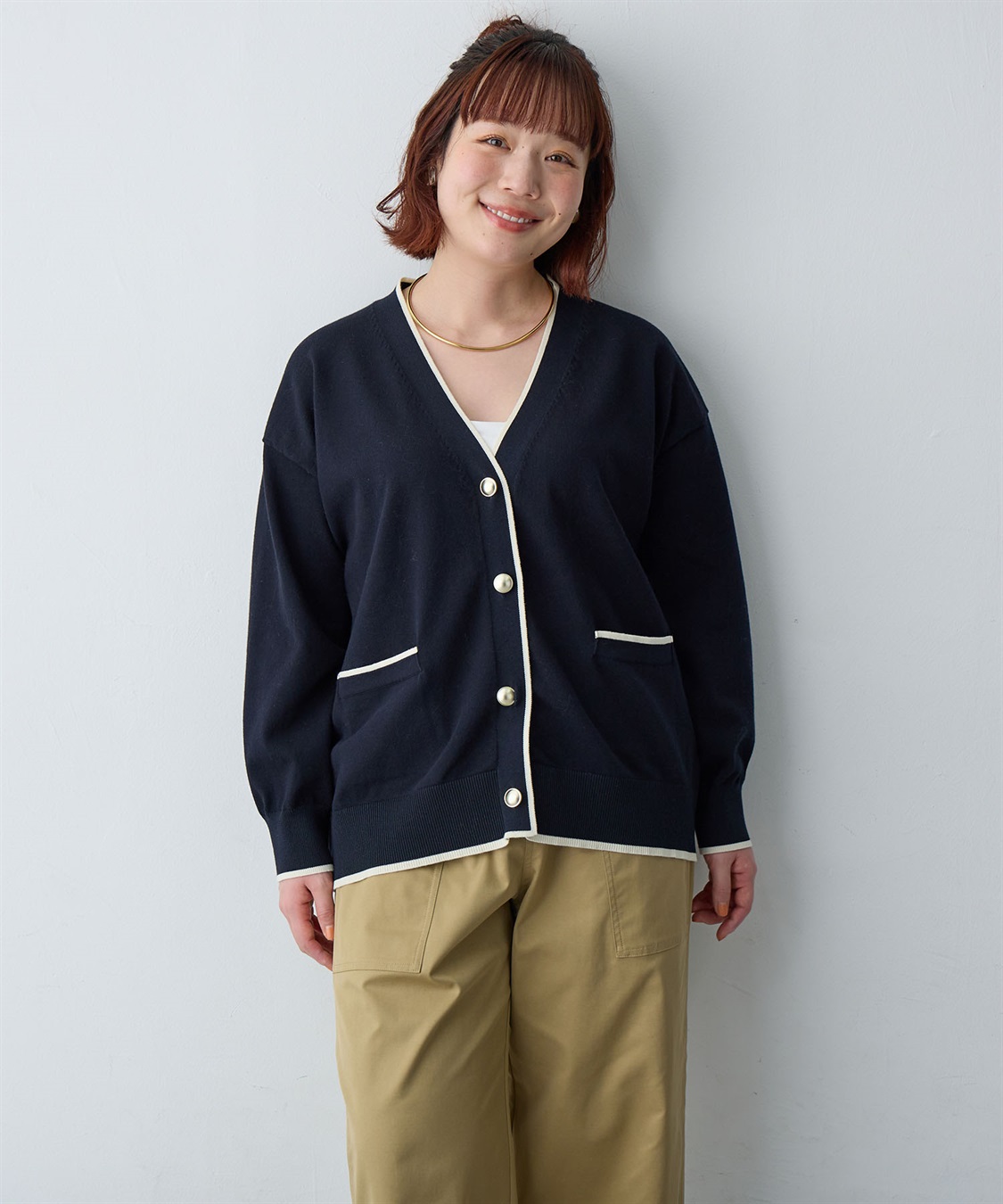 Life Style by cross marche 【anyfee/大きいサイズ】スウェットライク配色ラインカーディガン_sub_23