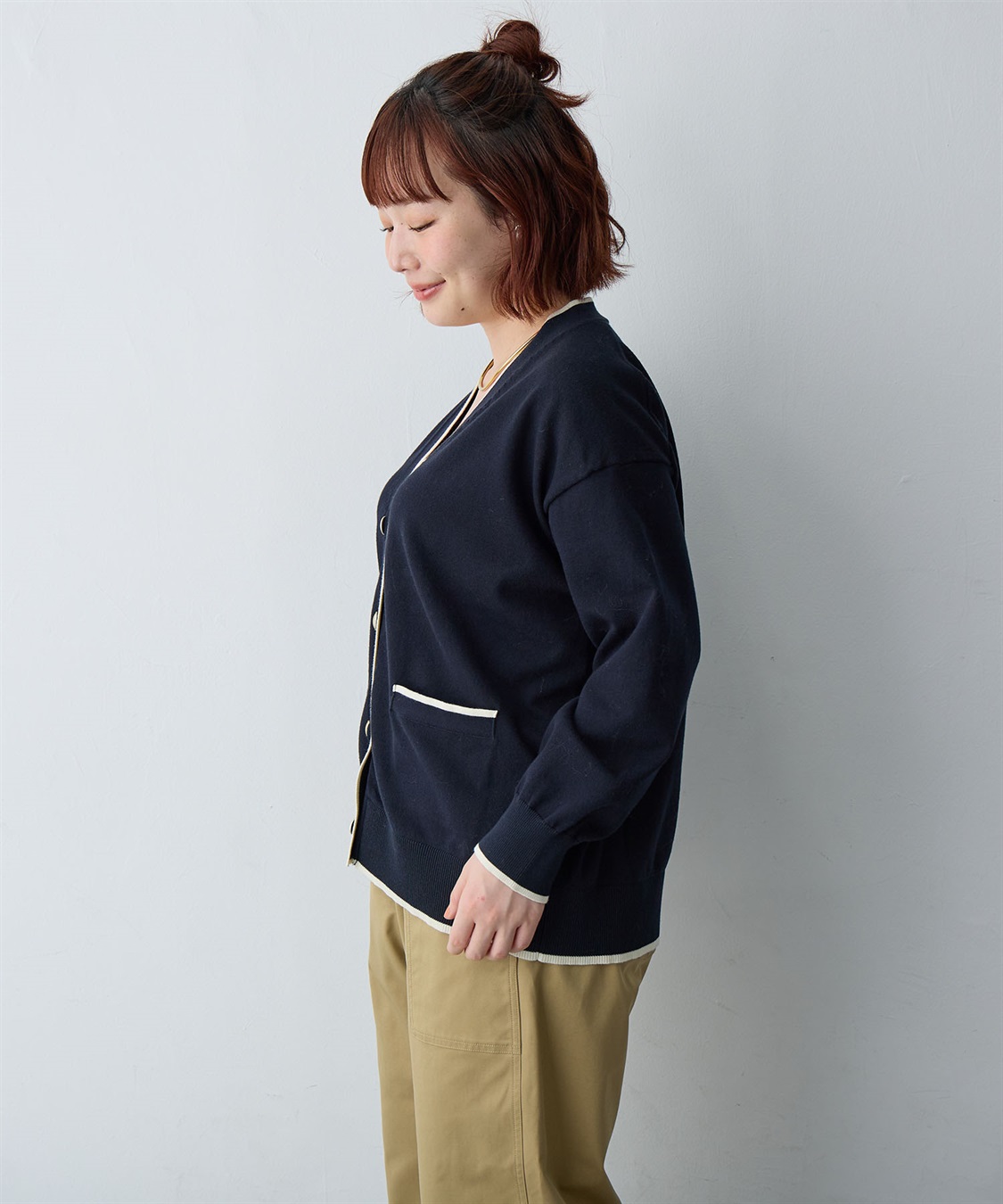 Life Style by cross marche 【anyfee/大きいサイズ】スウェットライク配色ラインカーディガン_sub_25