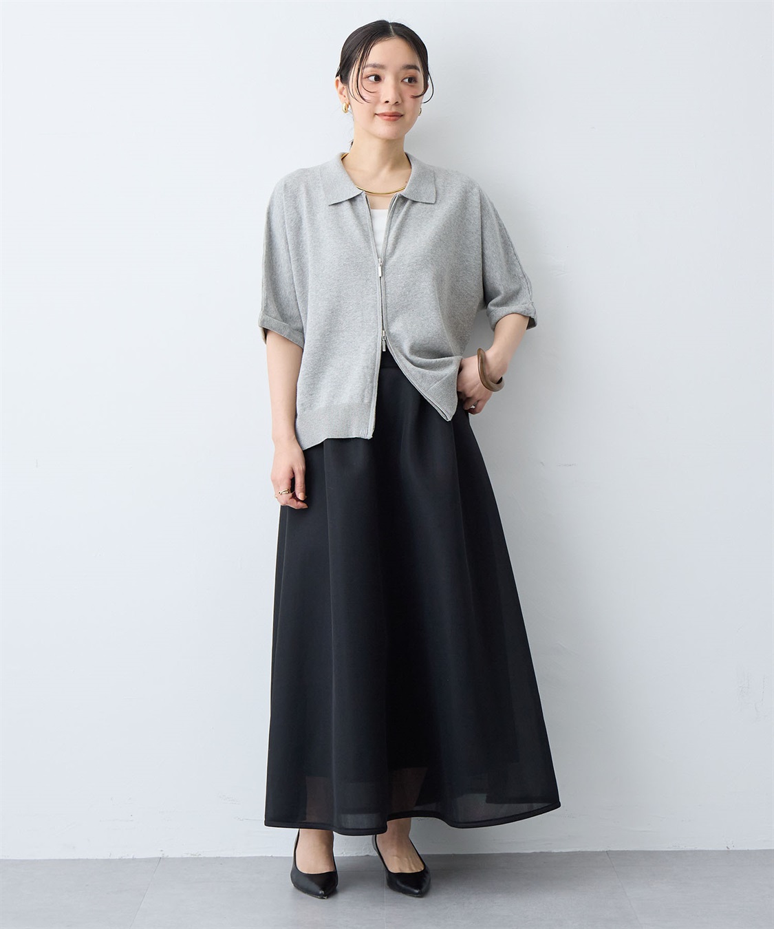 anyfee 【anyfee/大きいサイズ】Wジップ襟付きカーディガン_sub_9