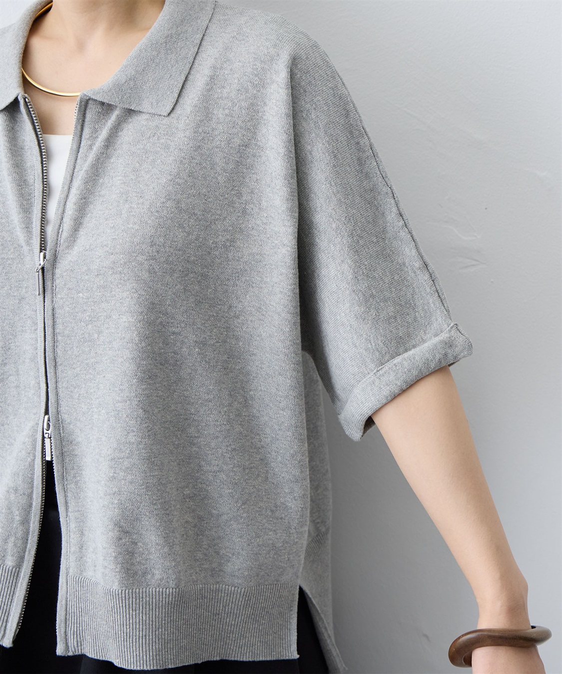 anyfee 【anyfee/大きいサイズ】Wジップ襟付きカーディガン_sub_12