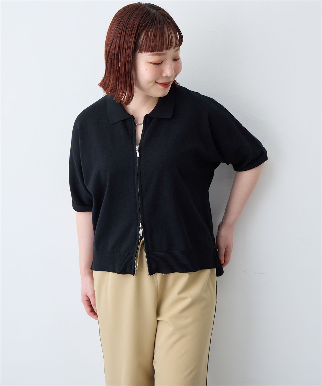 anyfee 【anyfee/大きいサイズ】Wジップ襟付きカーディガン_sub_15