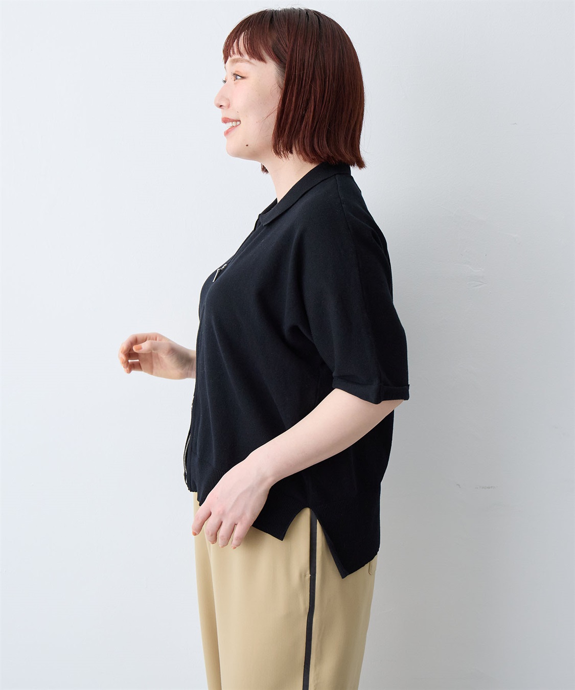 anyfee 【anyfee/大きいサイズ】Wジップ襟付きカーディガン_sub_16