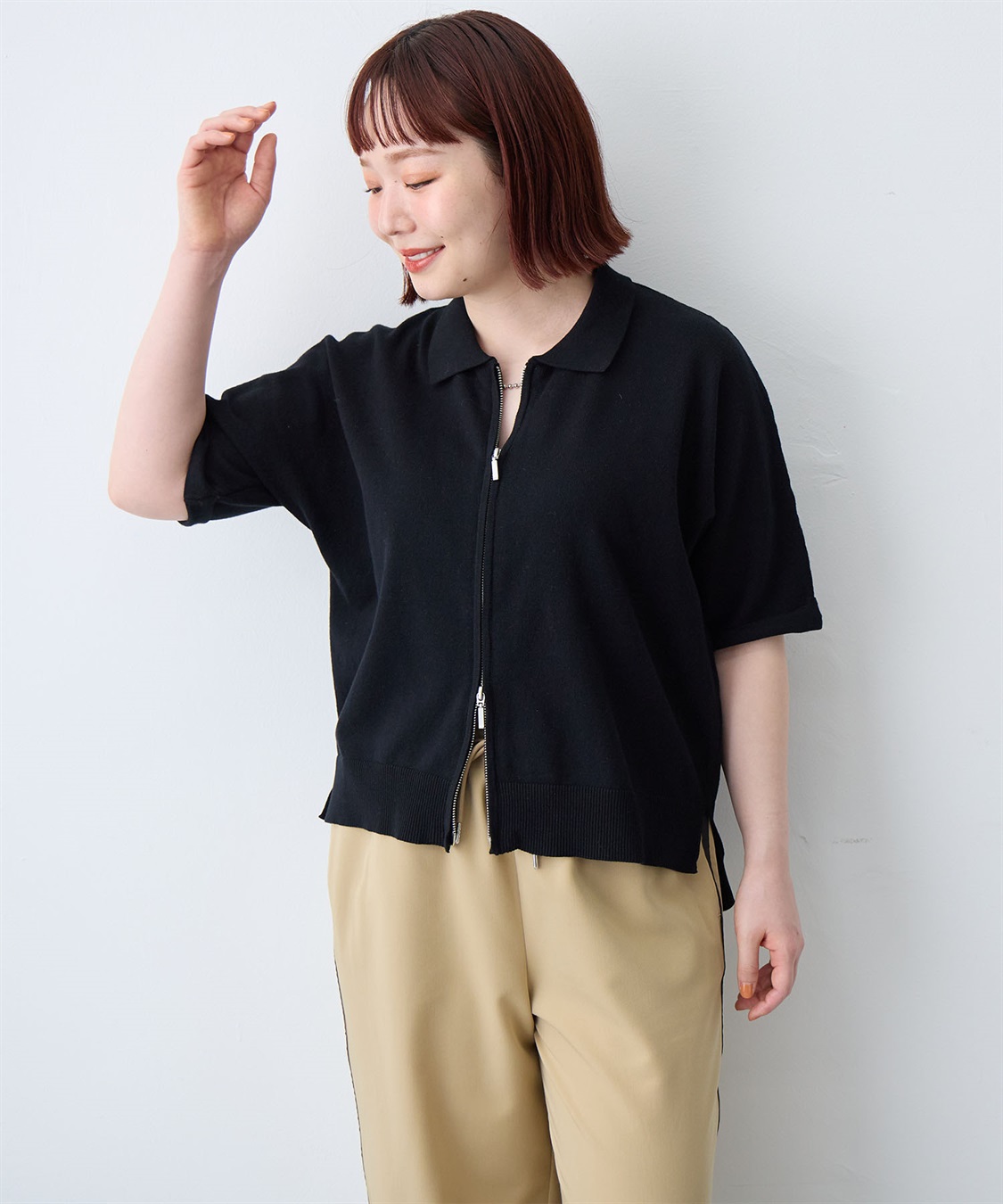anyfee 【anyfee/大きいサイズ】Wジップ襟付きカーディガン_sub_17