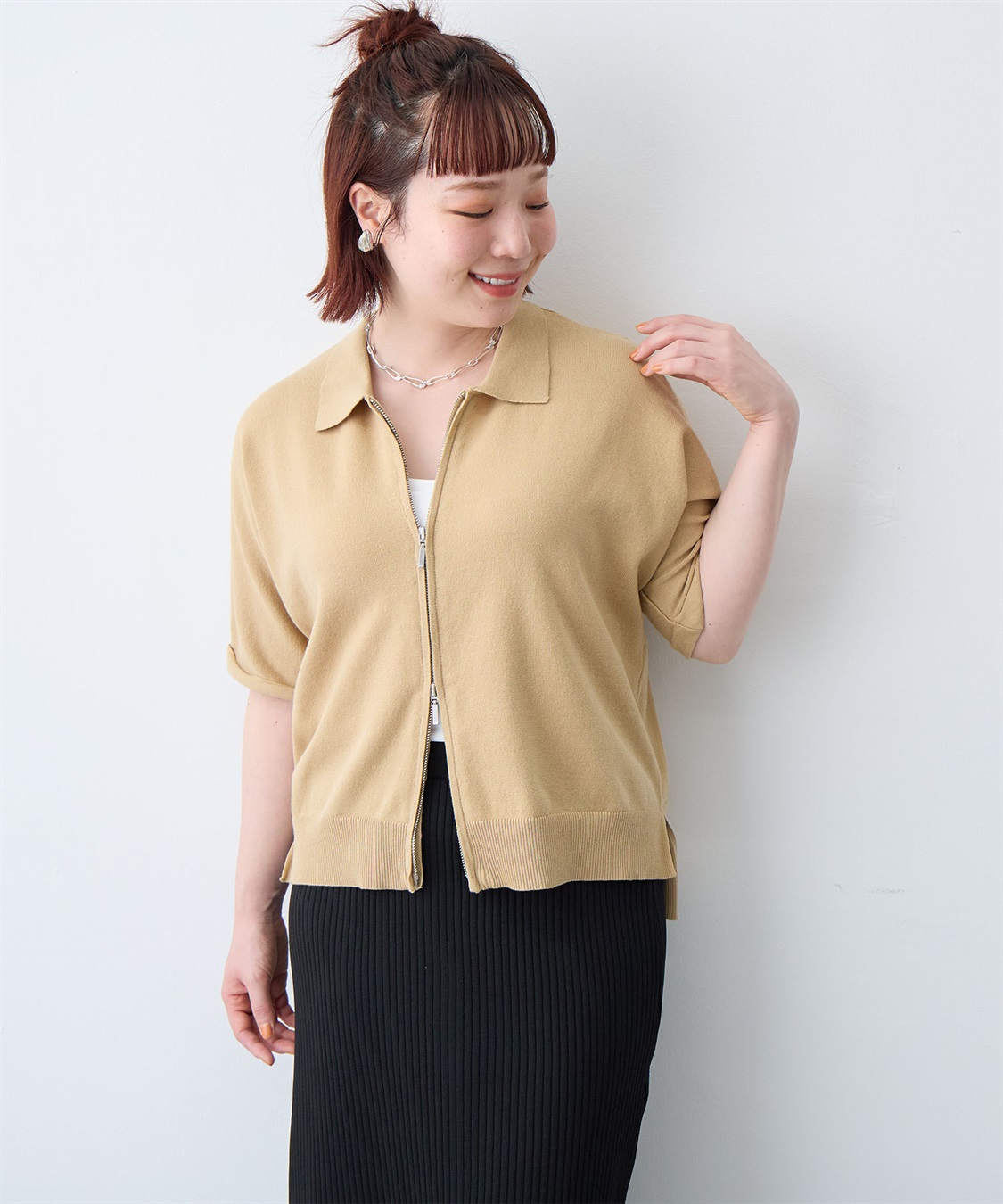 anyfee 【anyfee/大きいサイズ】Wジップ襟付きカーディガン_sub_25