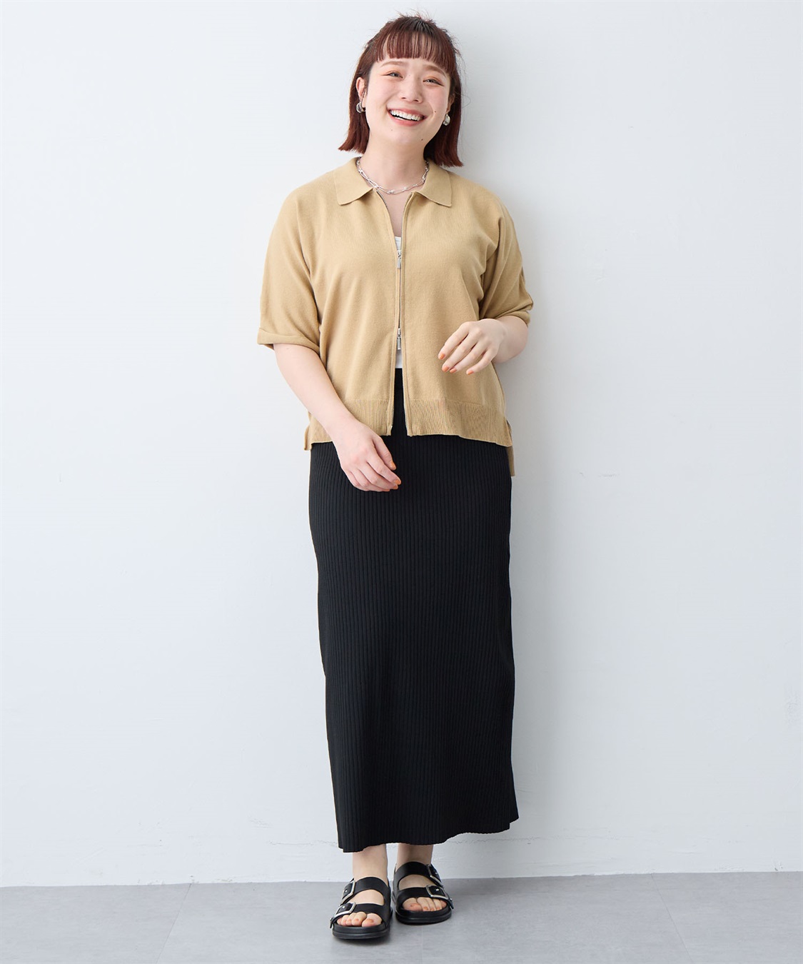 anyfee 【anyfee/大きいサイズ】Wジップ襟付きカーディガン_sub_27