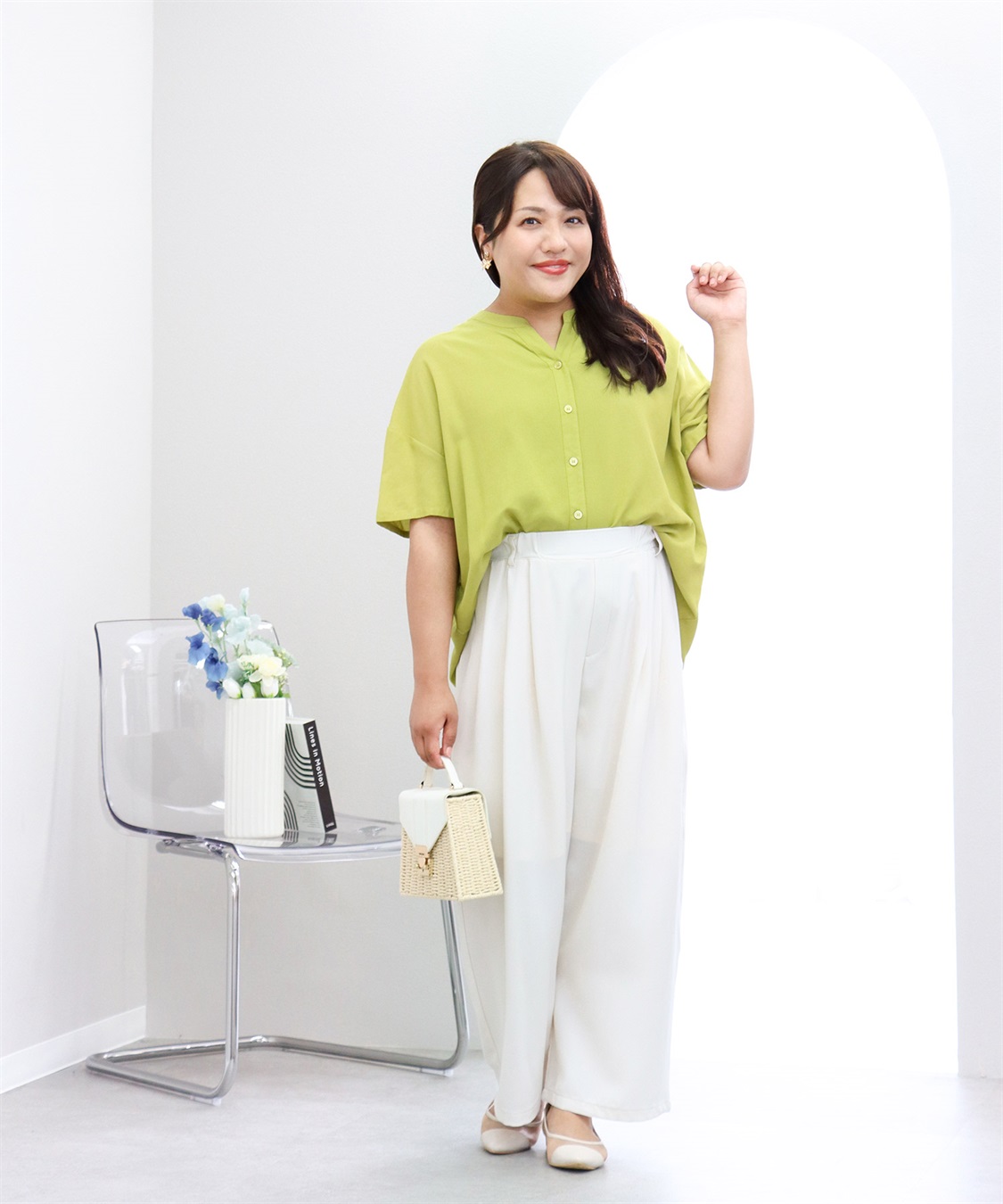 anyfee 【anyfee/大きいサイズ】サマラク多タックワイドパンツ《HINAコラボ》_sub_10