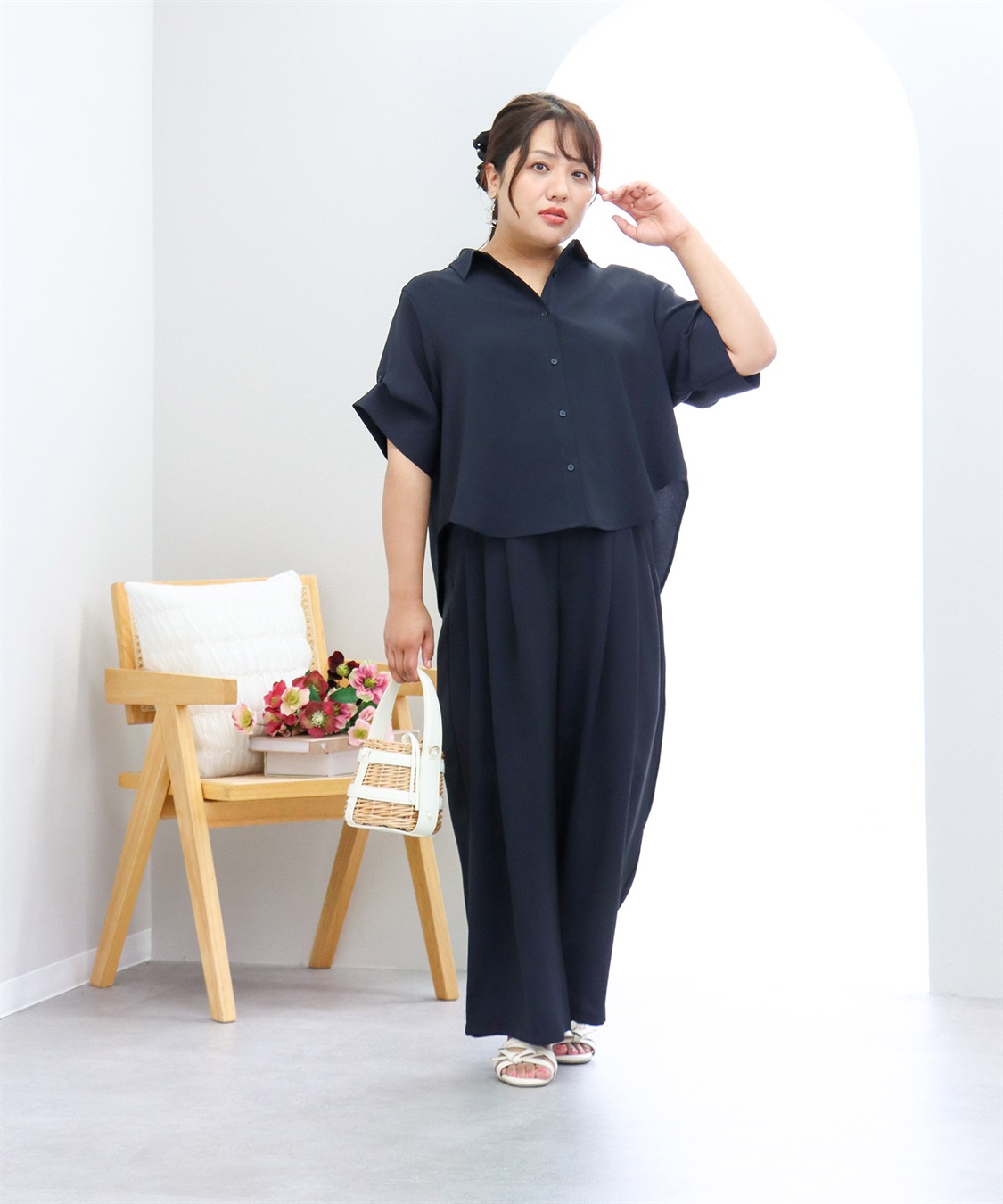 anyfee 【anyfee/大きいサイズ】サマラク多タックワイドパンツ《HINAコラボ》_sub_12