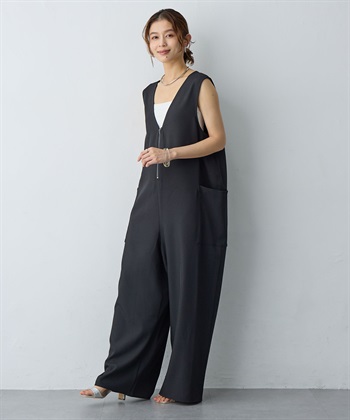 Life Style by cross marche 【anyfee/大きいサイズ】フロントジップＶネックサロペット/オールインワン_subthumb_11