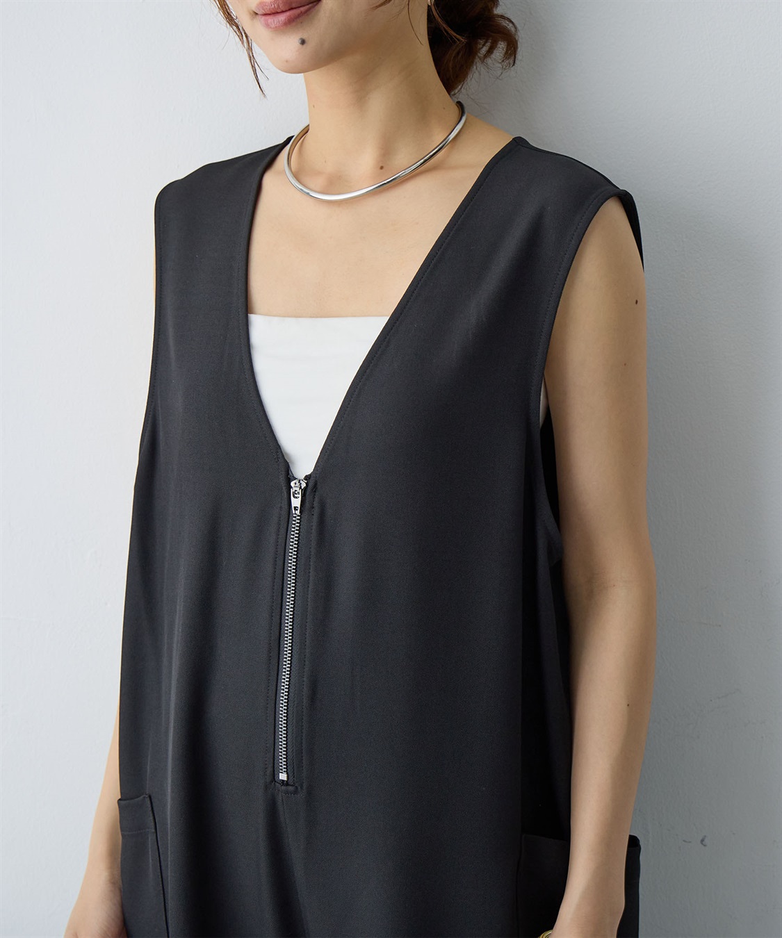 Life Style by cross marche 【anyfee/大きいサイズ】フロントジップＶネックサロペット/オールインワン_sub_14