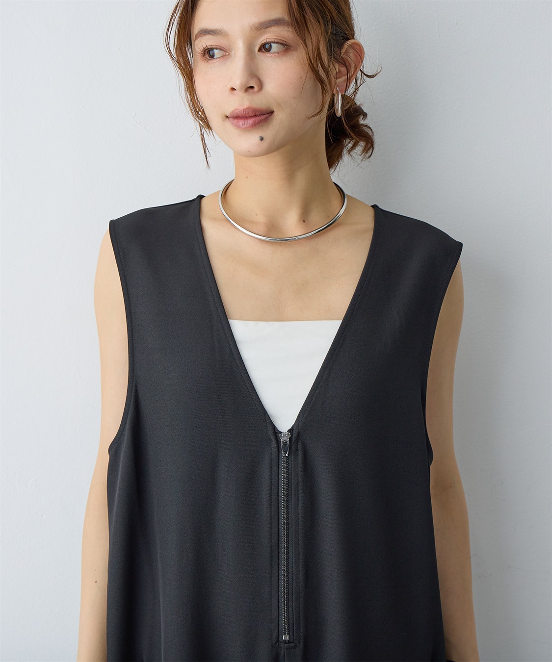 Life Style by cross marche 【anyfee/大きいサイズ】フロントジップＶネックサロペット/オールインワン_sub_15