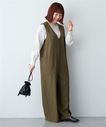 Life Style by cross marche 【anyfee/大きいサイズ】フロントジップＶネックサロペット/オールインワン_subthumb_21