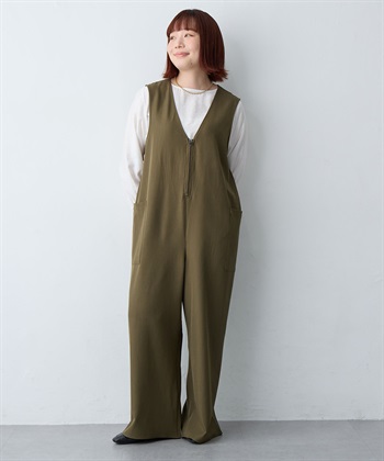 Life Style by cross marche 【anyfee/大きいサイズ】フロントジップＶネックサロペット/オールインワン_subthumb_23