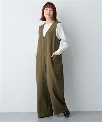 Life Style by cross marche 【anyfee/大きいサイズ】フロントジップＶネックサロペット/オールインワン_subthumb_26