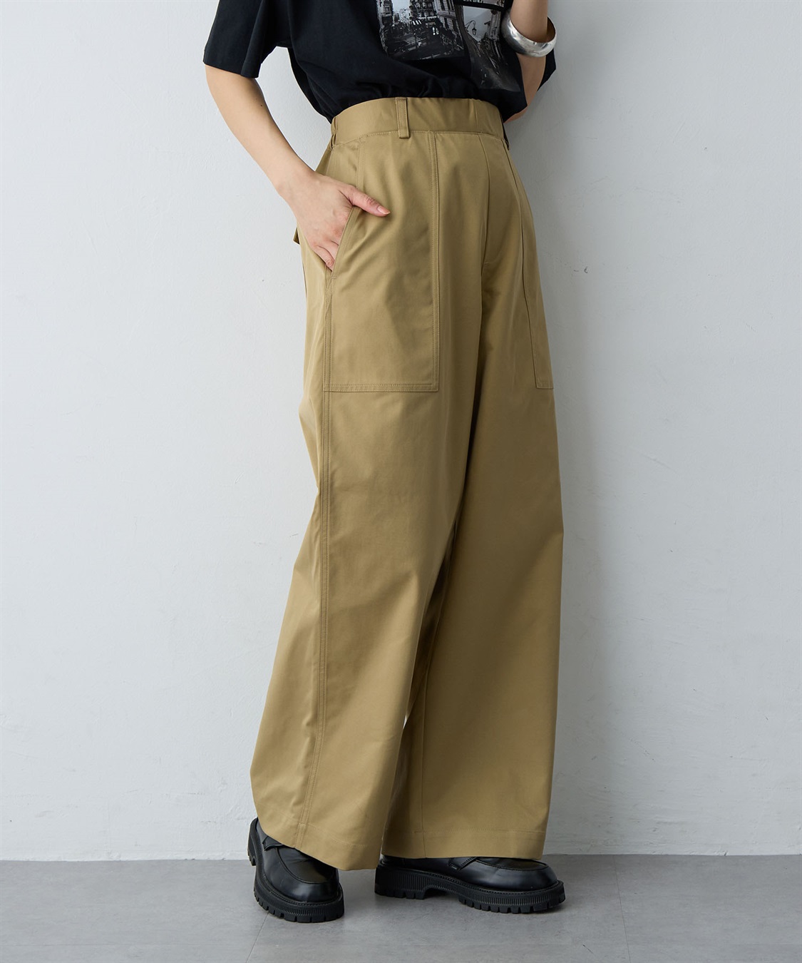 Life Style by cross marche 【anyfee/大きいサイズ】ワイドベイカーパンツ_sub_2