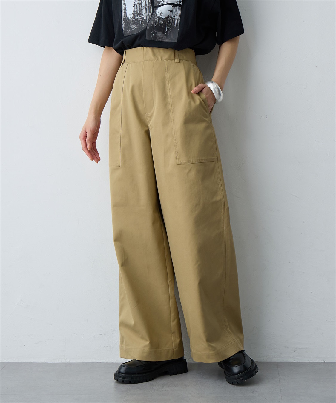 Life Style by cross marche 【anyfee/大きいサイズ】ワイドベイカーパンツ_sub_6