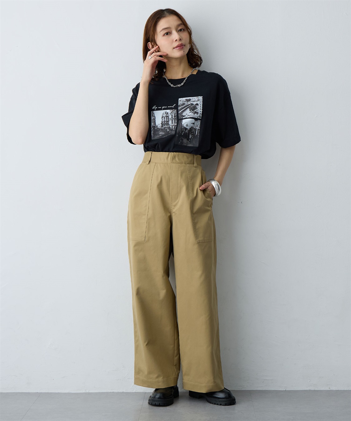 Life Style by cross marche 【anyfee/大きいサイズ】ワイドベイカーパンツ_sub_7