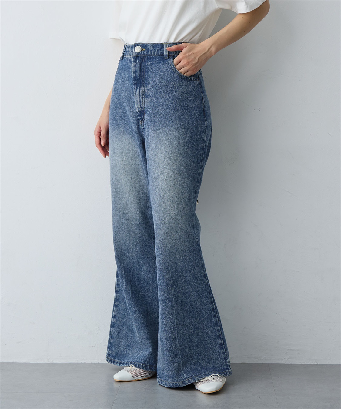 anyfee 【anyfee/大きいサイズ】デニムフレアパンツ_sub_2