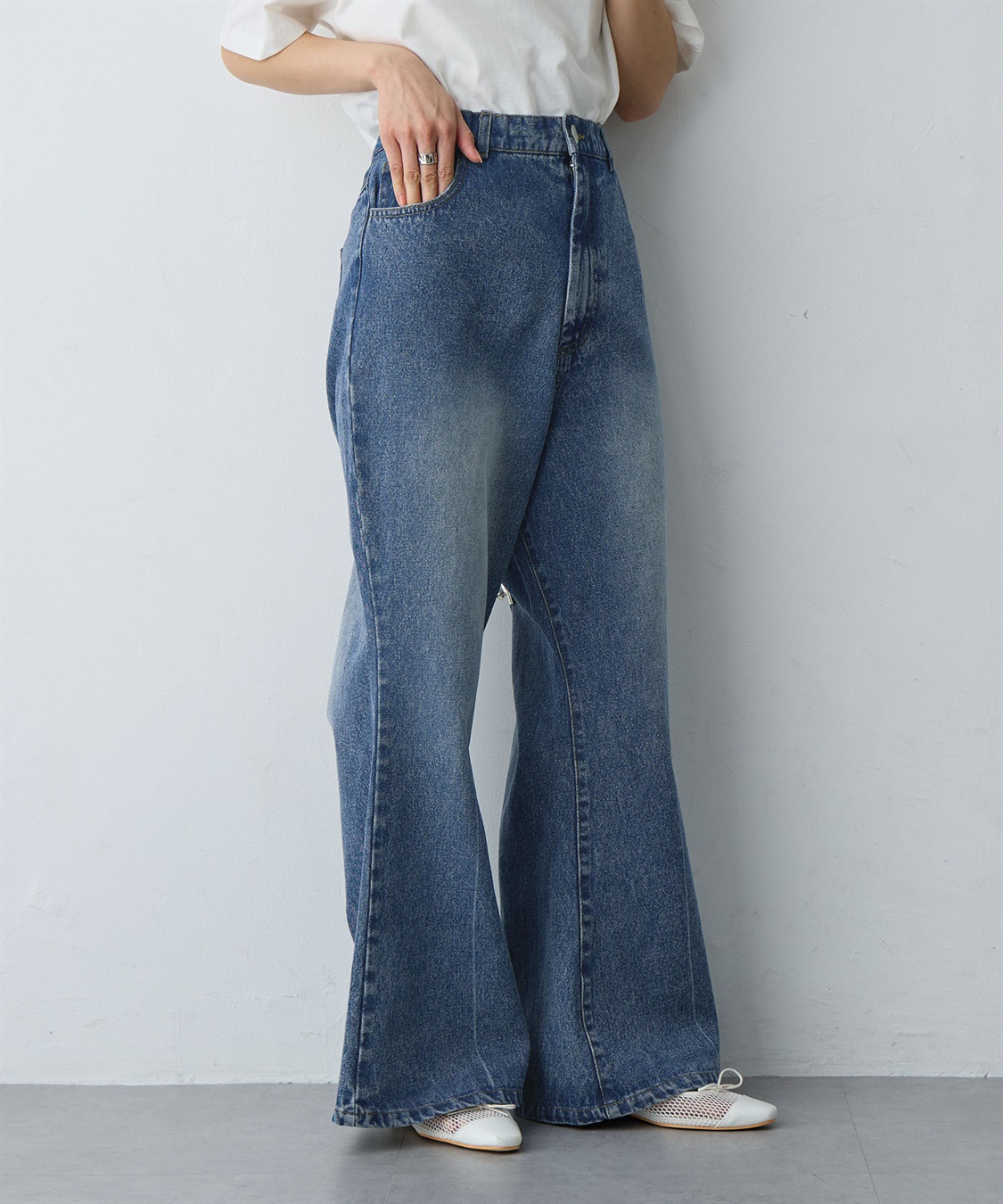 anyfee 【anyfee/大きいサイズ】デニムフレアパンツ_sub_4