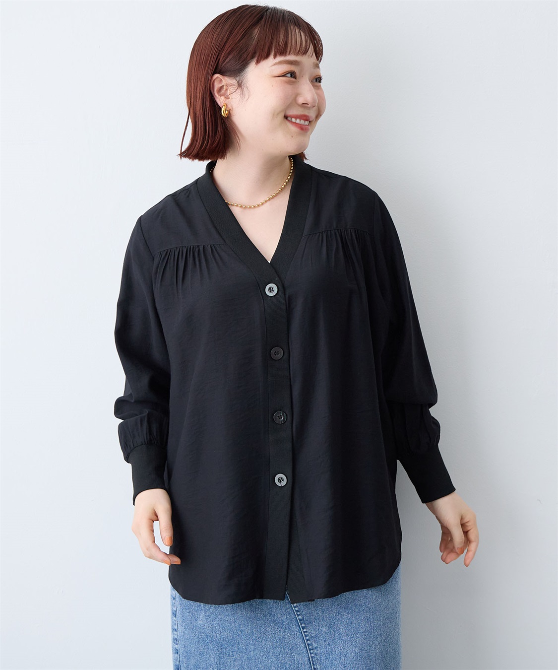 anyfee 【anyfee/大きいサイズ】シアーシャツカーディガン（2026SS）_sub_1